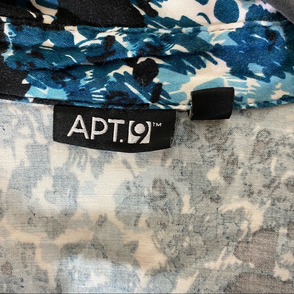 Apt.9 button down shirt BLUE & BLACK collared empire waist 3/4 sleeve si… - Picture 6 of 9